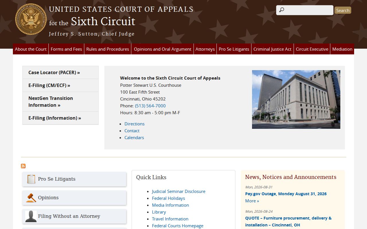 United States Court of Appeals for the Sixth Circuit federal appellate court source