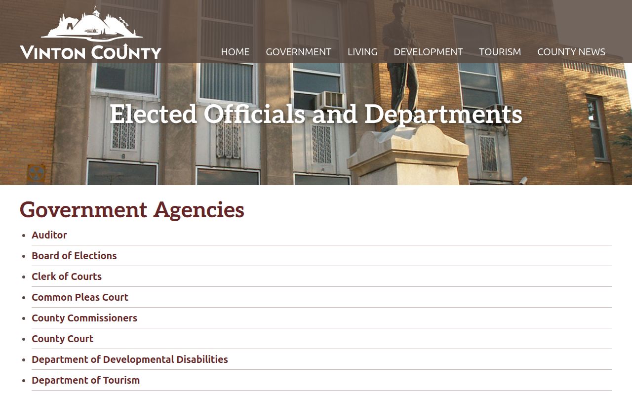Vinton County court and elected-official contacts for criminal docket routing