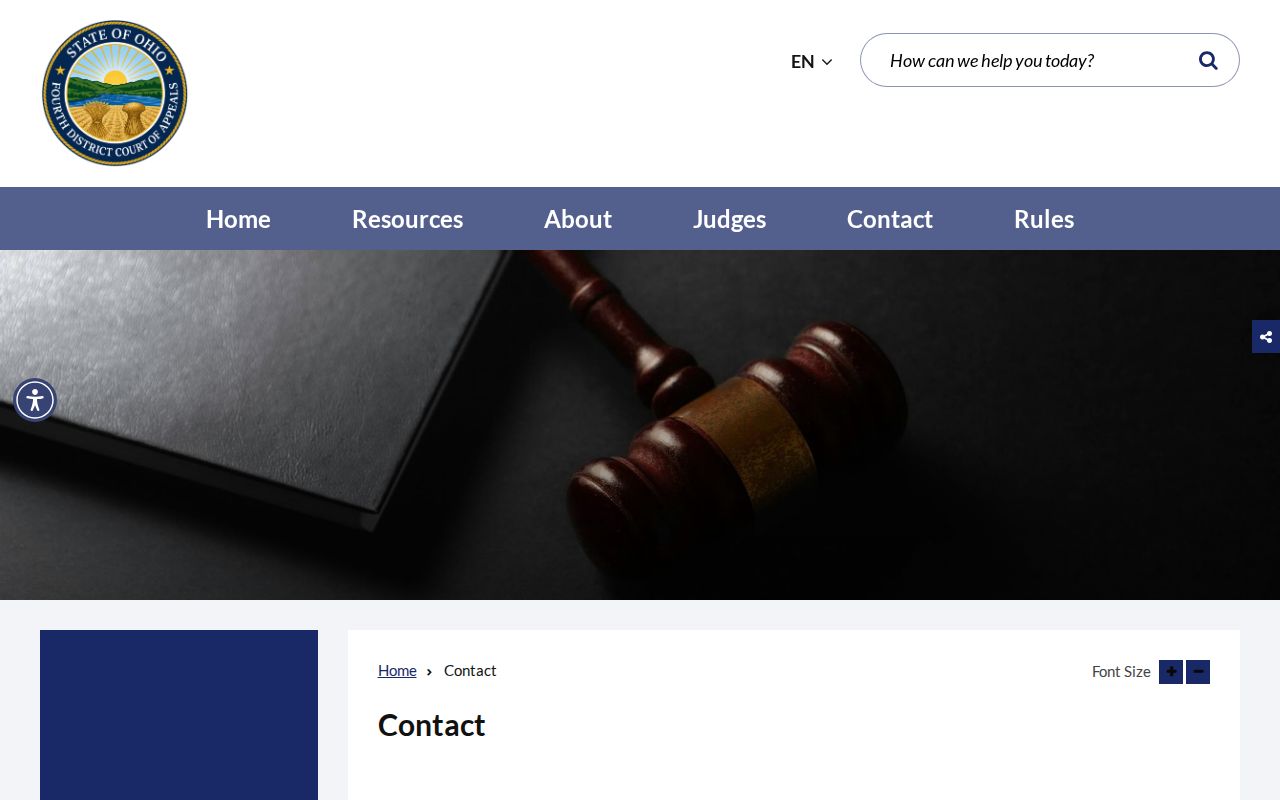 Ohio Fourth District Court of Appeals contact information for Vinton County appeal routing