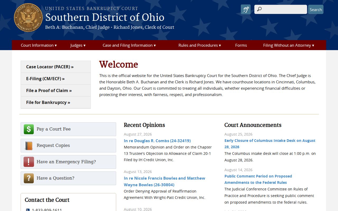 Vinton County court docket Ohio bankruptcy court context