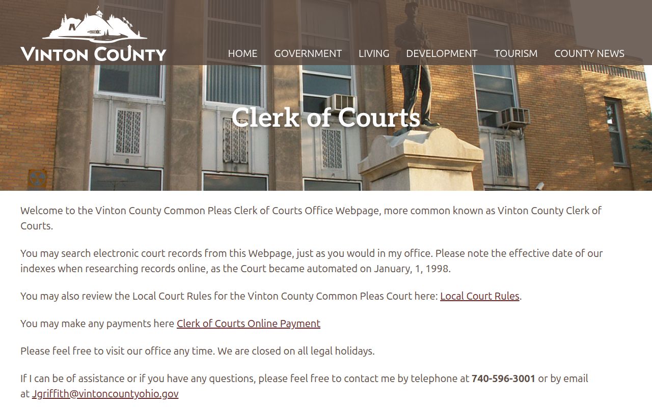 Vinton County court docket Clerk of Courts CourtView access