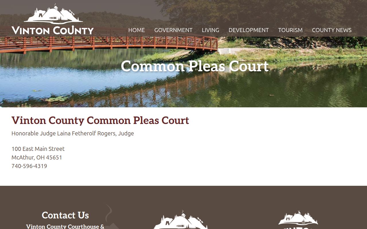 Vinton County court docket Common Pleas court contact information