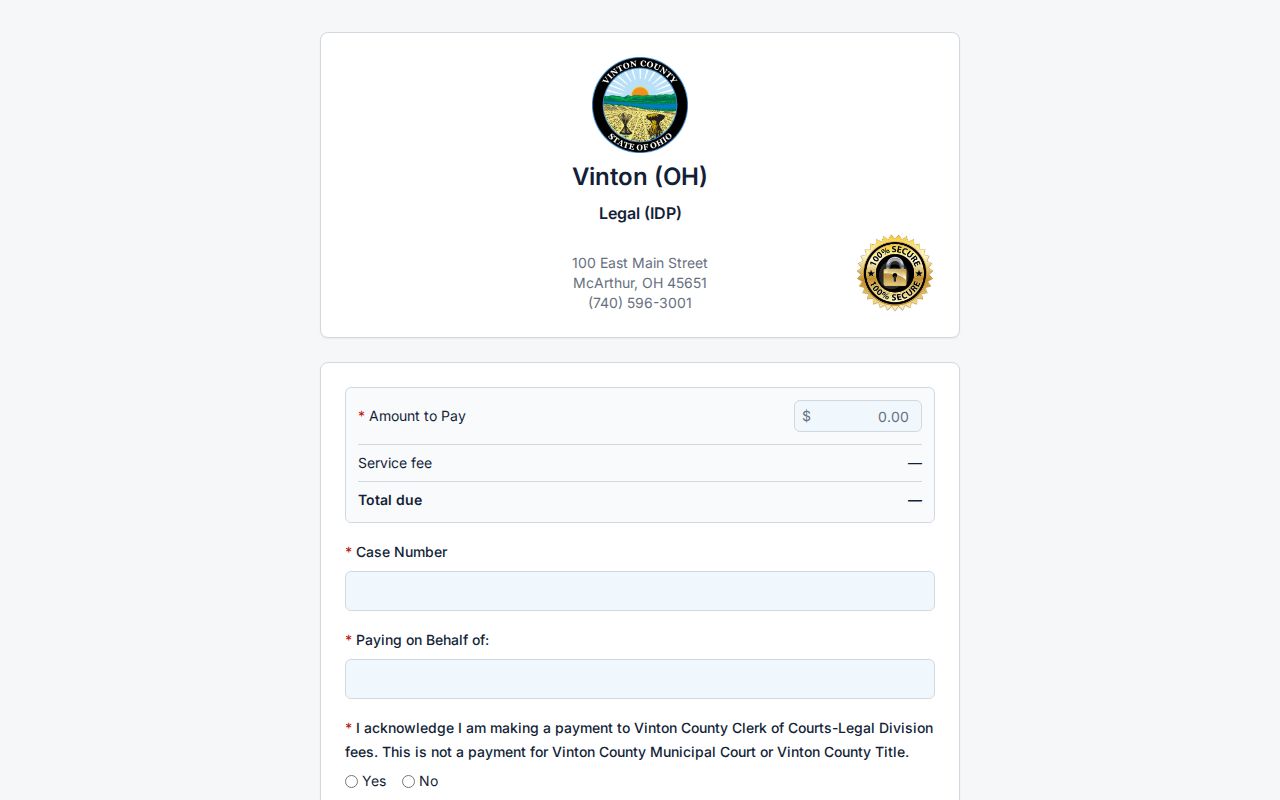 Vinton County traffic court records clerk-linked citation payment route